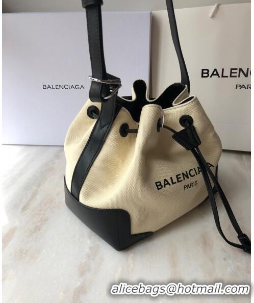 Best Price Balenciaga canvas navy cabas marble bucket drawstring bag B46253 white