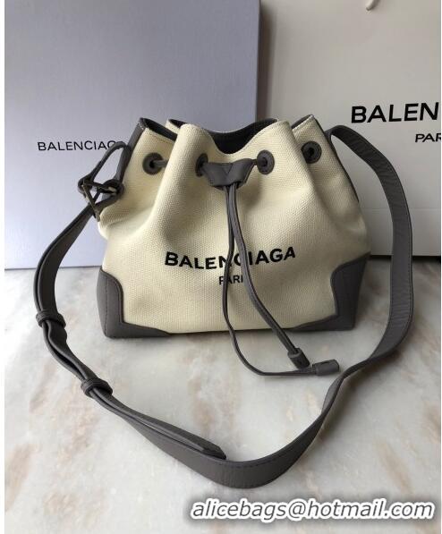 Best Price Balenciaga canvas navy cabas marble bucket drawstring bag B46253 white