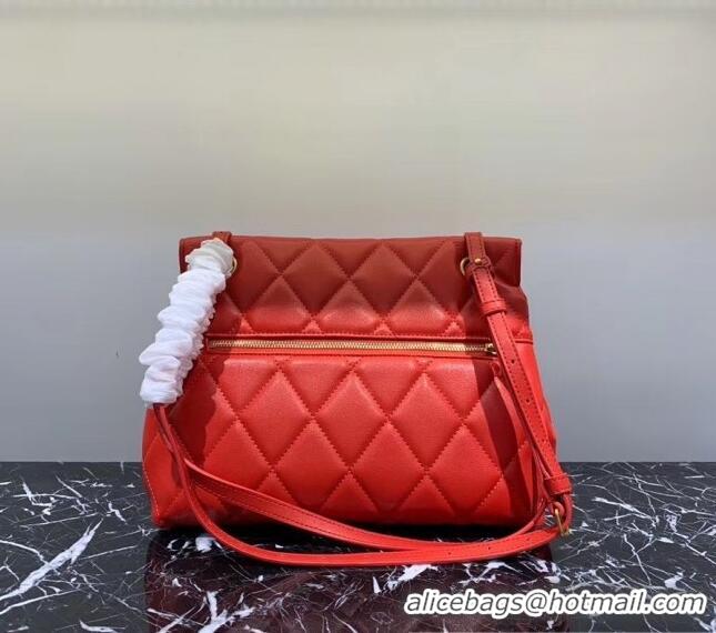 Good Quality Balenciaga B. Quilted Lambskin Small/Large Flap Bag B30837 Red/Gold 2020