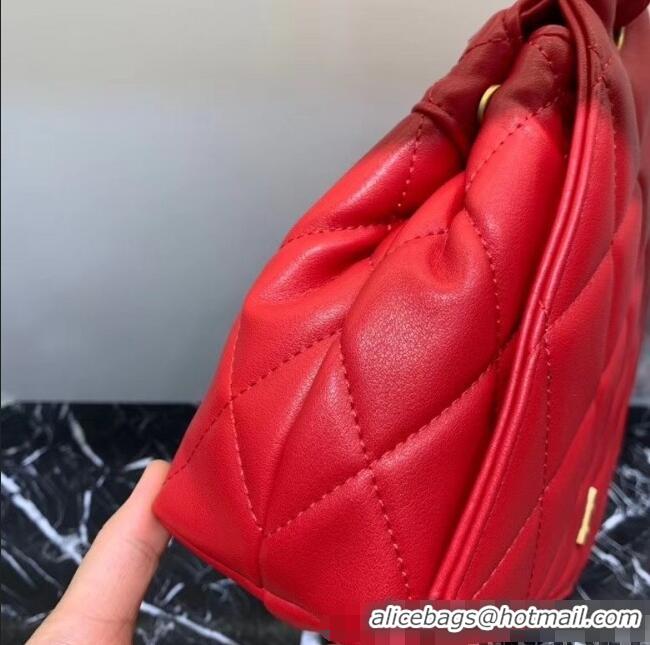 Good Quality Balenciaga B. Quilted Lambskin Small/Large Flap Bag B30837 Red/Gold 2020