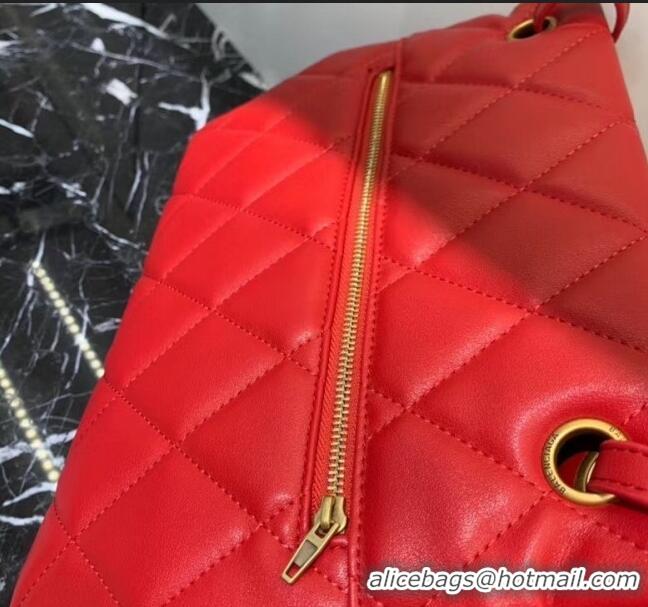 Good Quality Balenciaga B. Quilted Lambskin Small/Large Flap Bag B30837 Red/Gold 2020