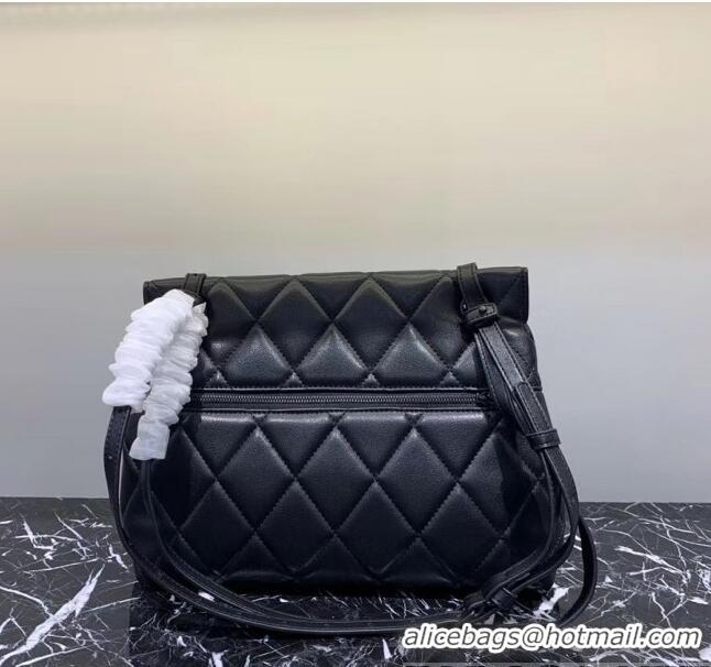 Low Cost Balenciaga B. Quilted Lambskin Small/Large Flap Bag B30837 All Black 2020