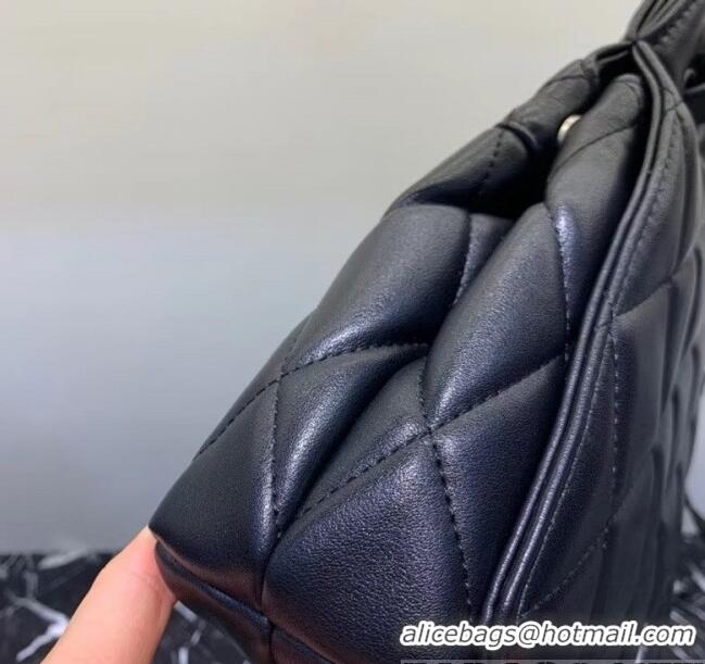 Low Cost Balenciaga B. Quilted Lambskin Small/Large Flap Bag B30837 All Black 2020