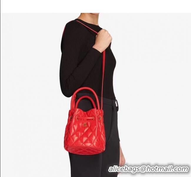 Modern Classic Balenciaga B. Quilted Leather Bucket Bag With Handles B60426 Red 2020