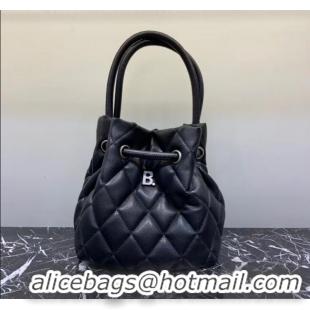 Super Quality Balenciaga B. Quilted Leather Bucket Bag With Handles B60426 Black 2020