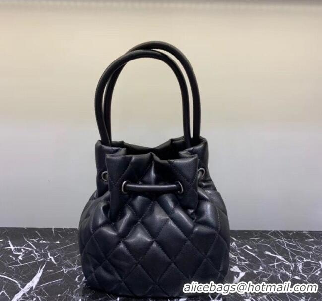 Super Quality Balenciaga B. Quilted Leather Bucket Bag With Handles B60426 Black 2020