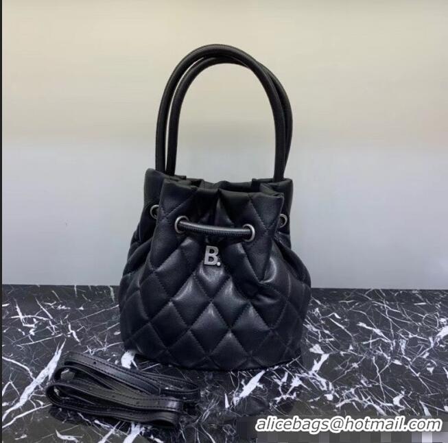 Super Quality Balenciaga B. Quilted Leather Bucket Bag With Handles B60426 Black 2020