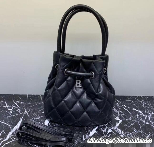 Super Quality Balenciaga B. Quilted Leather Bucket Bag With Handles B60426 Black 2020