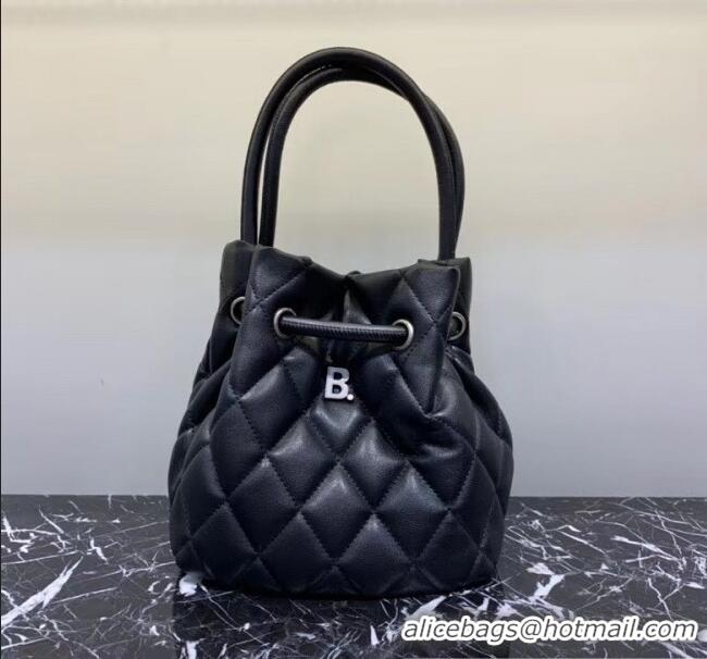 Super Quality Balenciaga B. Quilted Leather Bucket Bag With Handles B60426 Black 2020