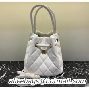 Cheapest Balenciaga B. Quilted Leather Bucket Bag With Handles B60426 White 2020