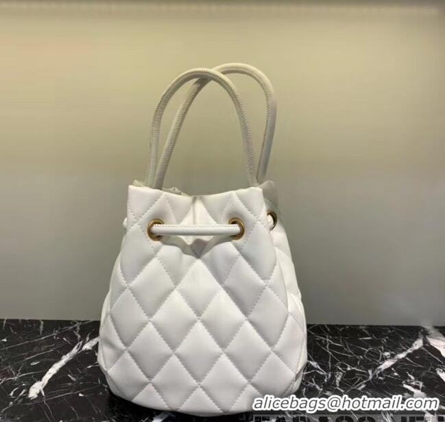 Cheapest Balenciaga B. Quilted Leather Bucket Bag With Handles B60426 White 2020