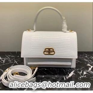 Buy Discount Balenciaga Sharp XS Satchel Shoulder Bag in Lizard Embossed Calfskin B60430 White 2020