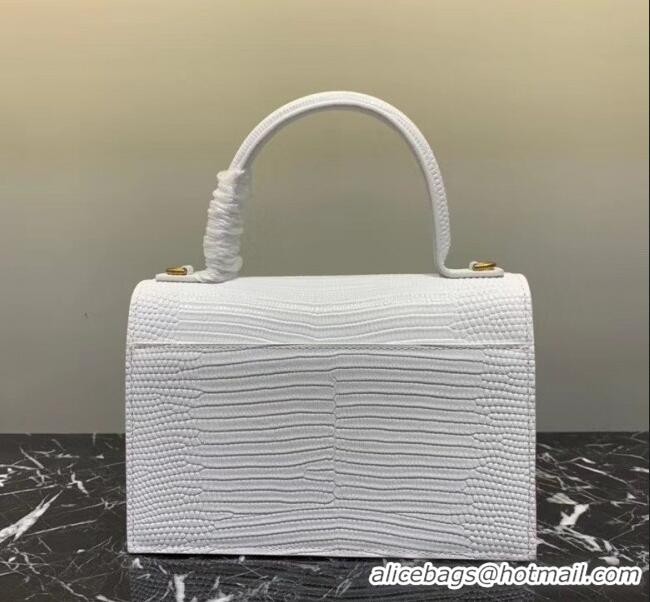 Buy Discount Balenciaga Sharp XS Satchel Shoulder Bag in Lizard Embossed Calfskin B60430 White 2020