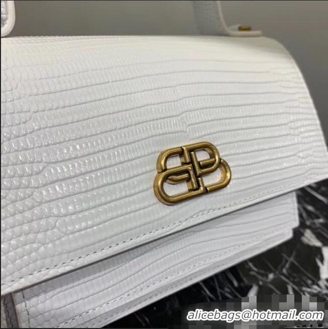 Buy Discount Balenciaga Sharp XS Satchel Shoulder Bag in Lizard Embossed Calfskin B60430 White 2020