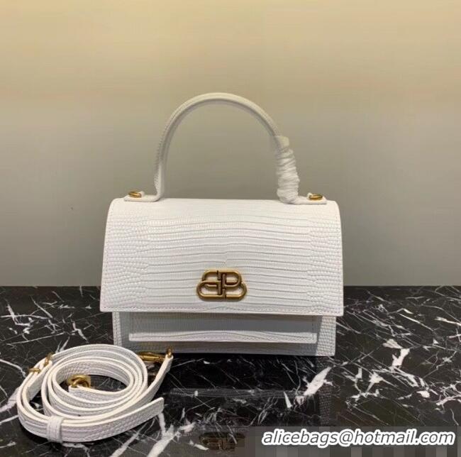 Buy Discount Balenciaga Sharp XS Satchel Shoulder Bag in Lizard Embossed Calfskin B60430 White 2020