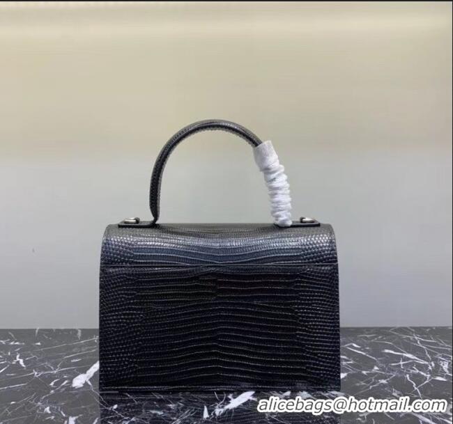 Grade Quality Balenciaga Sharp XS Satchel Shoulder Bag in Lizard Embossed Calfskin B60431 Black 2020