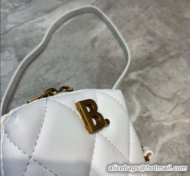 Famous Brand Balenciaga B. Quilted Lambskin Phone Holder Pouch Crossbody B62310 White 2020