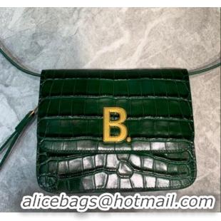 Unique Grade Balenciaga B. Croco Embossed Leather Mini Crossbody Bag B71310 Green 2020