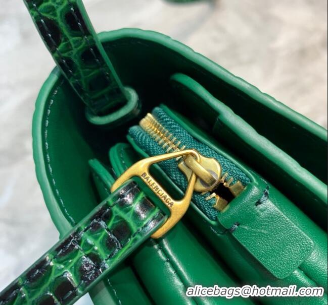 Unique Grade Balenciaga B. Croco Embossed Leather Mini Crossbody Bag B71310 Green 2020