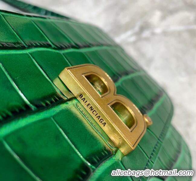 Unique Grade Balenciaga B. Croco Embossed Leather Mini Crossbody Bag B71310 Green 2020