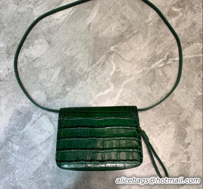 Unique Grade Balenciaga B. Croco Embossed Leather Mini Crossbody Bag B71310 Green 2020