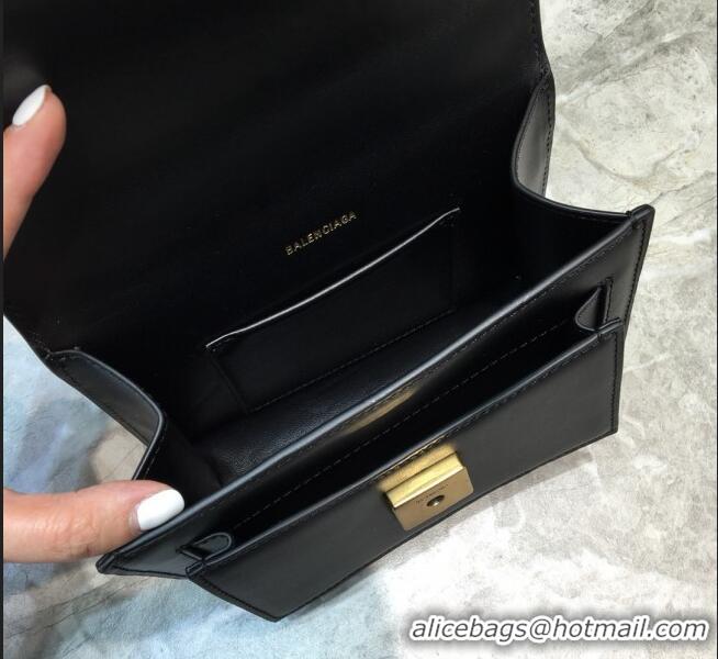 Discount Balenciaga Sharp XS Satchel Top Handle Bag in Black Smooth Leather B71313 Black 2020