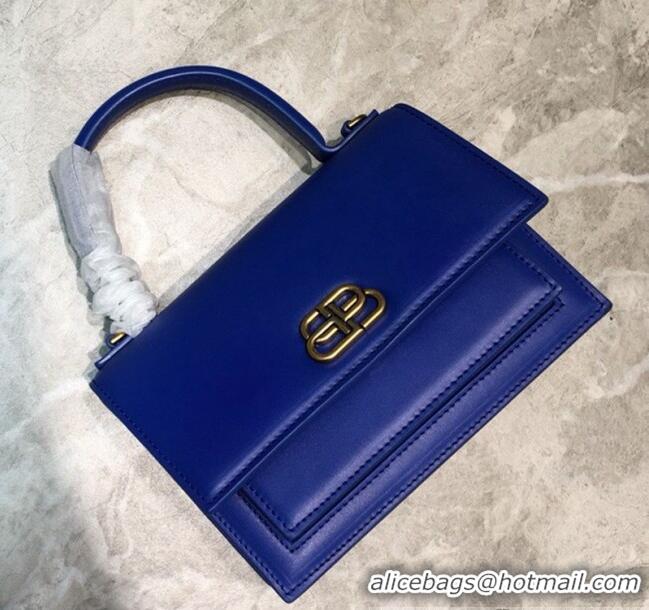 Best Price Balenciaga Sharp XS Satchel Top Handle Bag in Black Smooth Leather B71313 Blue 2020