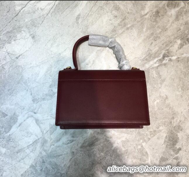 New Design Balenciaga Sharp XS Satchel Top Handle Bag in Black Smooth Leather B71313 Burgundy 2020