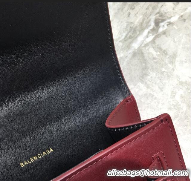 New Design Balenciaga Sharp XS Satchel Top Handle Bag in Black Smooth Leather B71313 Burgundy 2020