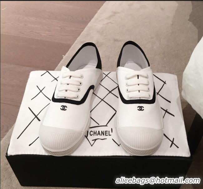 ​Discount Chanel Vintage Canvas Lace-up Sneakers C70606 White 2020