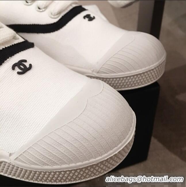 ​Discount Chanel Vintage Canvas Lace-up Sneakers C70606 White 2020