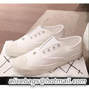 Good Quality Chanel Vintage Canvas Slip-on Sneakers C70608 White 2020