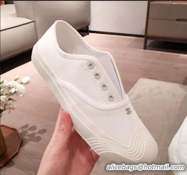 Good Quality Chanel Vintage Canvas Slip-on Sneakers C70608 White 2020