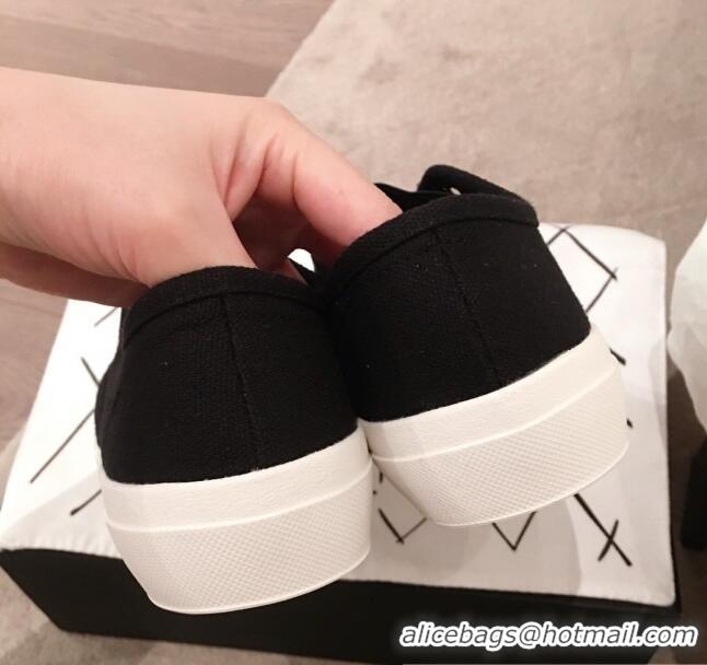 Unique Grade Chanel Vintage Canvas Slip-on Sneakers C70608 Black 2020