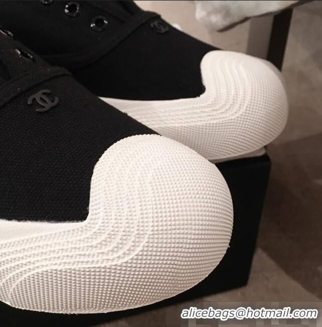 Unique Grade Chanel Vintage Canvas Slip-on Sneakers C70608 Black 2020