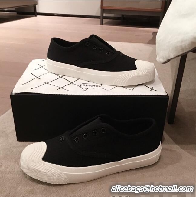 Unique Grade Chanel Vintage Canvas Slip-on Sneakers C70608 Black 2020