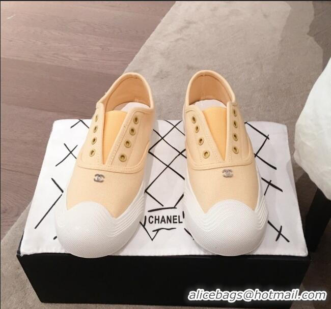 Best Price Chanel Vintage Canvas Slip-on Sneakers C70608 Yellow 2020