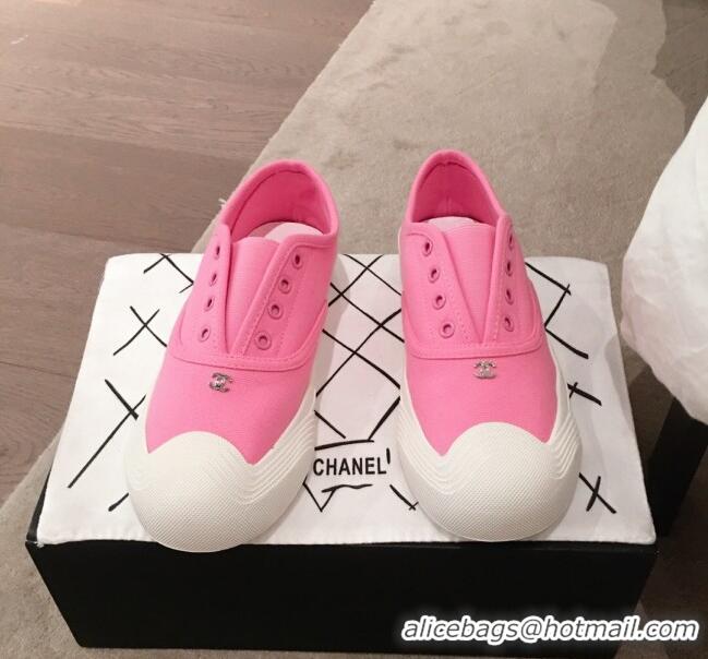 Cheapest Chanel Vintage Canvas Slip-on Sneakers C70608 Pink 2020