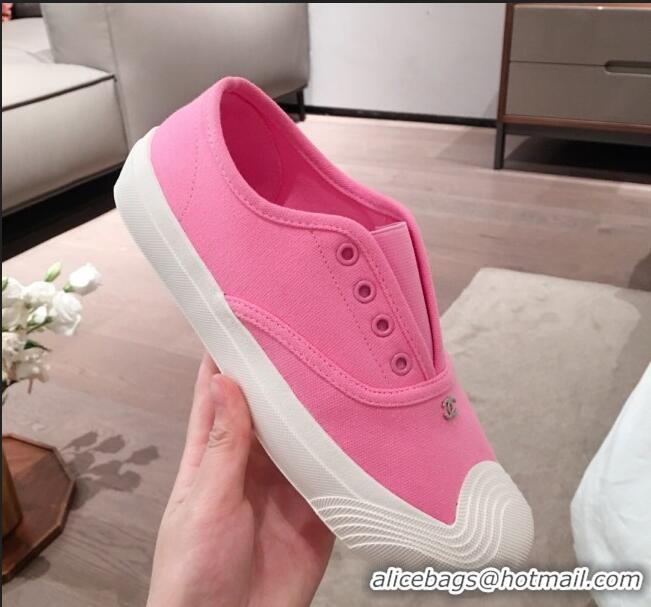 Cheapest Chanel Vintage Canvas Slip-on Sneakers C70608 Pink 2020