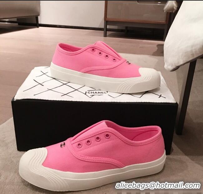 Cheapest Chanel Vintage Canvas Slip-on Sneakers C70608 Pink 2020