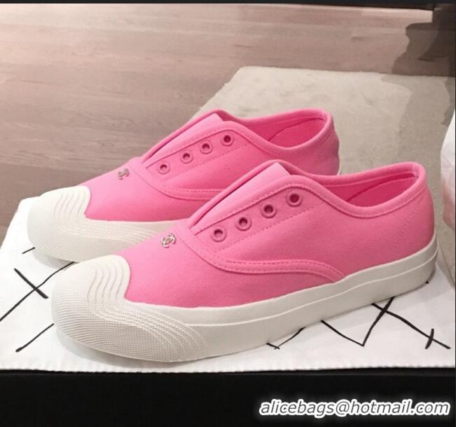 Cheapest Chanel Vintage Canvas Slip-on Sneakers C70608 Pink 2020