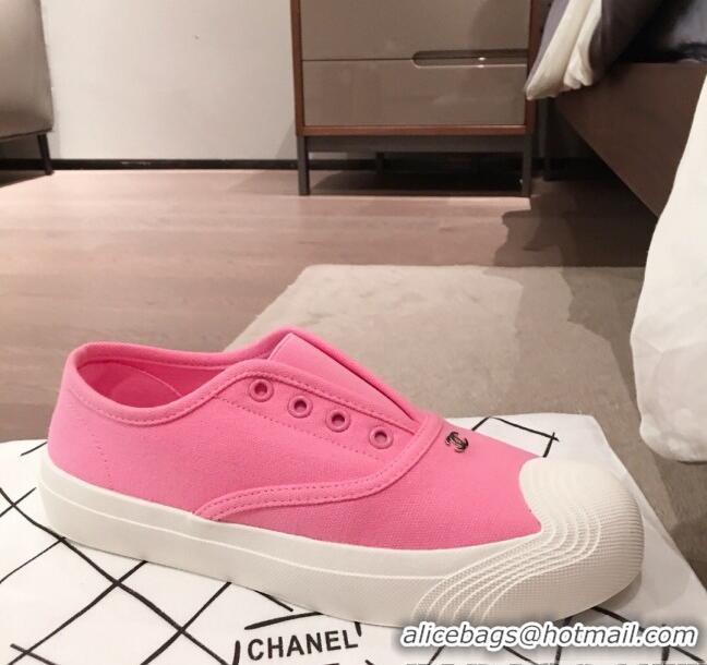 Cheapest Chanel Vintage Canvas Slip-on Sneakers C70608 Pink 2020