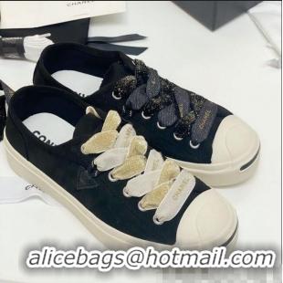 Promotional Chanel x Converse Asymmetry Laces Sneakers C70613 Navy Blue 2020