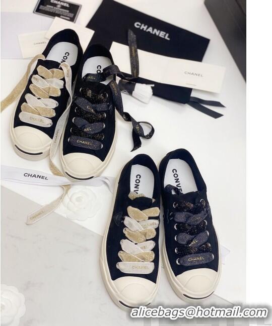 Promotional Chanel x Converse Asymmetry Laces Sneakers C70613 Navy Blue 2020