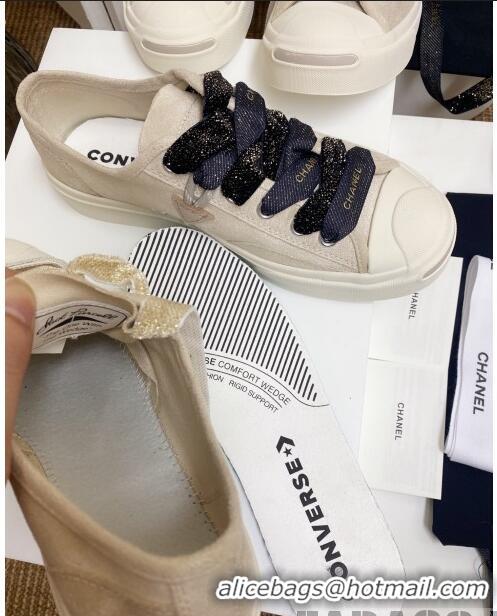 Discount Chanel x Converse Asymmetry Laces Sneakers C70613 Light Beige 2020