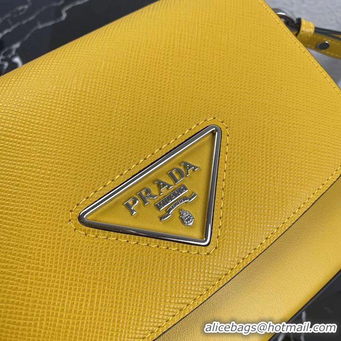 Buy Fashionable Prada Saffiano leather mini shoulder bag 2BD249 yellow