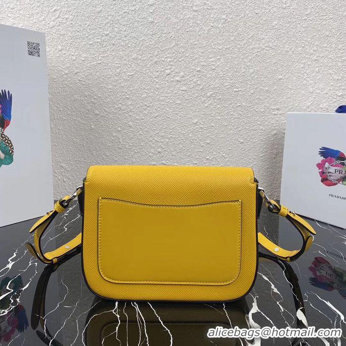 Buy Fashionable Prada Saffiano leather mini shoulder bag 2BD249 yellow