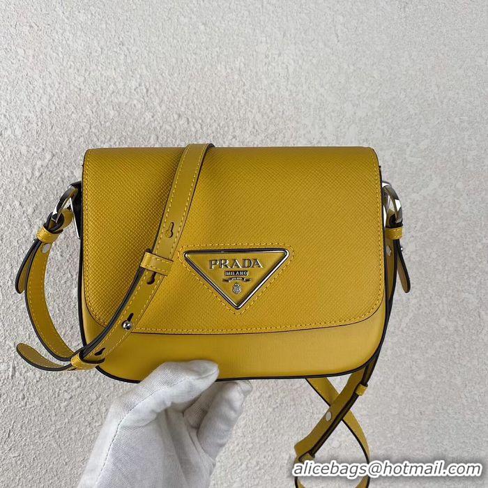 Buy Fashionable Prada Saffiano leather mini shoulder bag 2BD249 yellow