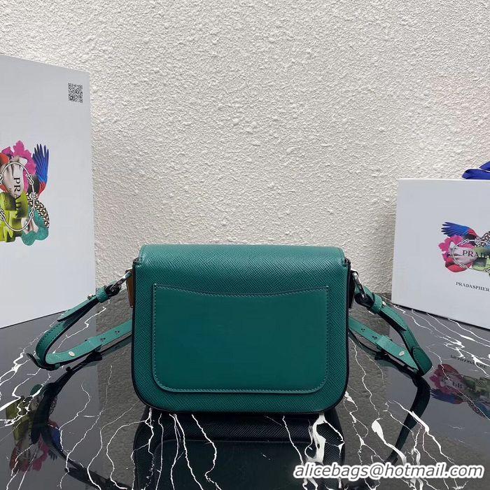 Good Quality Prada Saffiano leather mini shoulder bag 2BD249 green