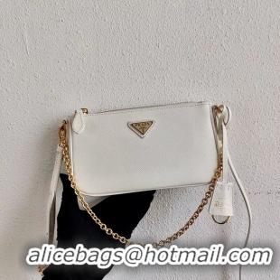 Well Crafted Prada Saffiano leather mini shoulder bag 2BH171 white